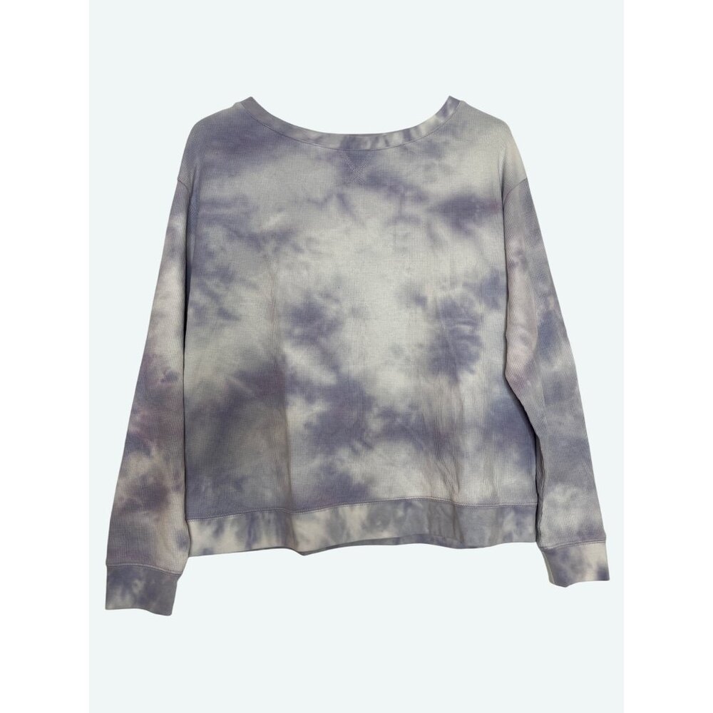 Splendid Tie-Dye Lilac & White Long Sleeve Waffle Knit Sweatshirt Cotton Blend S